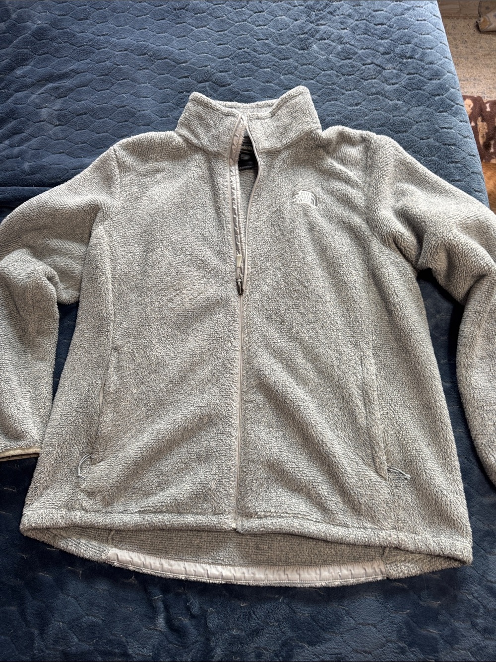 The North Face Light Gray Sherpa Fleece Zip-Up Jacket